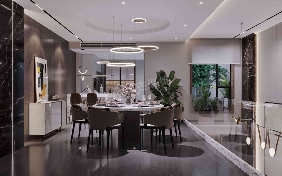 融创国博台装修,联排别墅户型改造设计,天古装饰