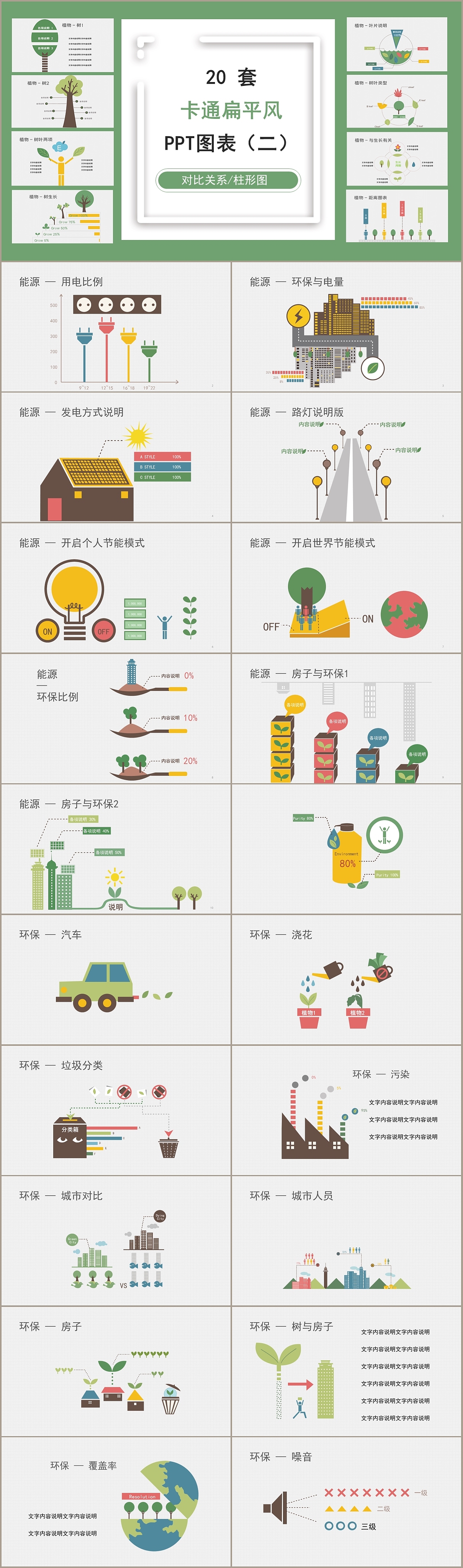 多彩卡通扁平风环保主题商务信息化PPT图表合集（图ZMjE3MDMwNzQw） - PPT/Keynote - 站酷设计师PPT设计师01原创素材 - 站酷ZCOOL