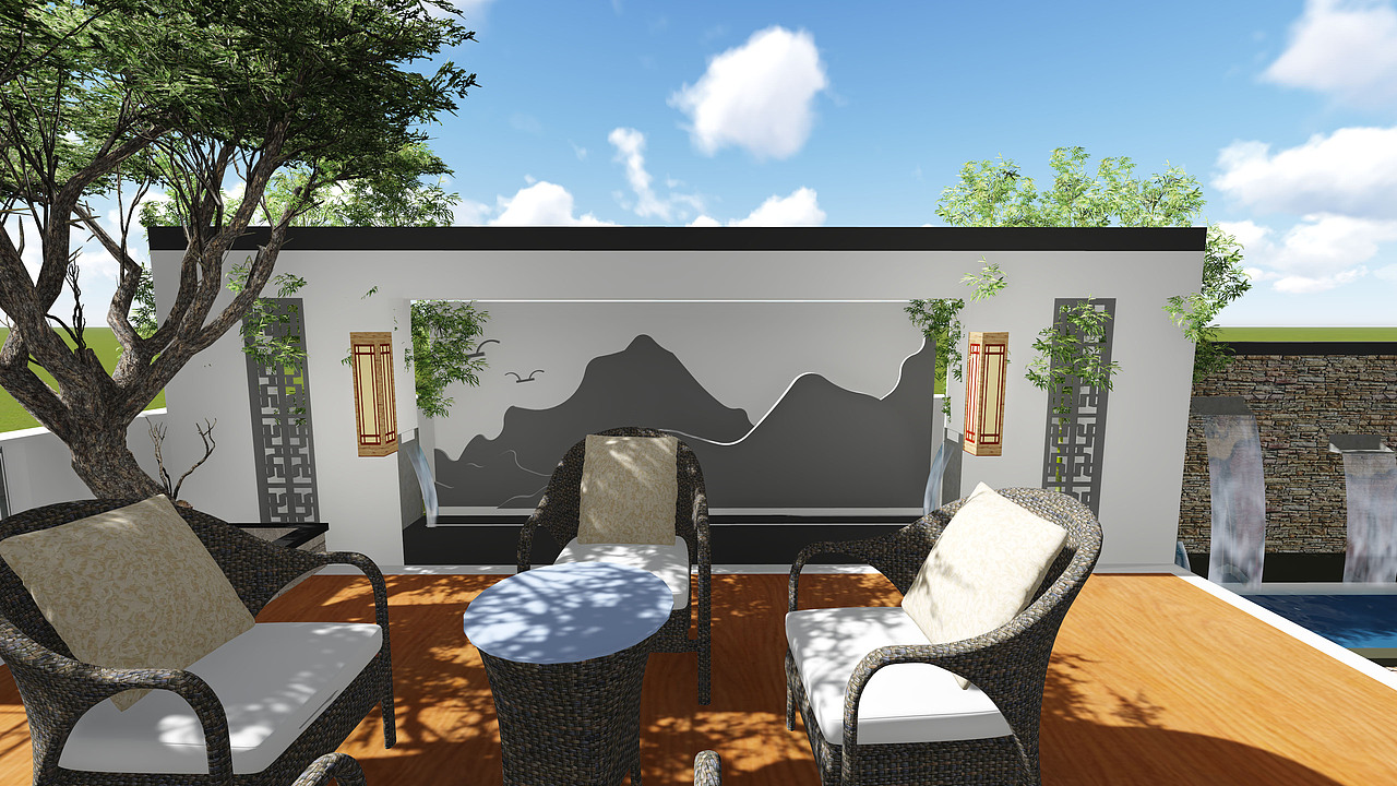 湖山源著 庭院设计（图ZNjg5MDYwMDg=） - 景观设计 - 站酷设计师吴安静原创素材 - 站酷ZCOOL