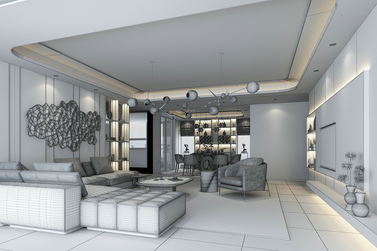 1992新中式客厅茶室现代卧室