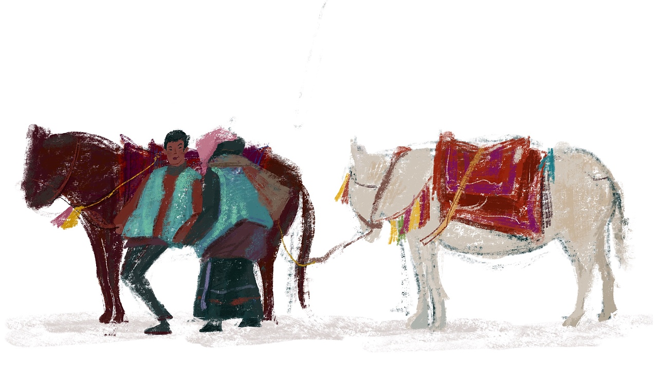 Lhasa的人们（图ZMTk1NDg4MzQw） - 创作习作 - 站酷设计师米黄加青莲原创素材 - 站酷ZCOOL