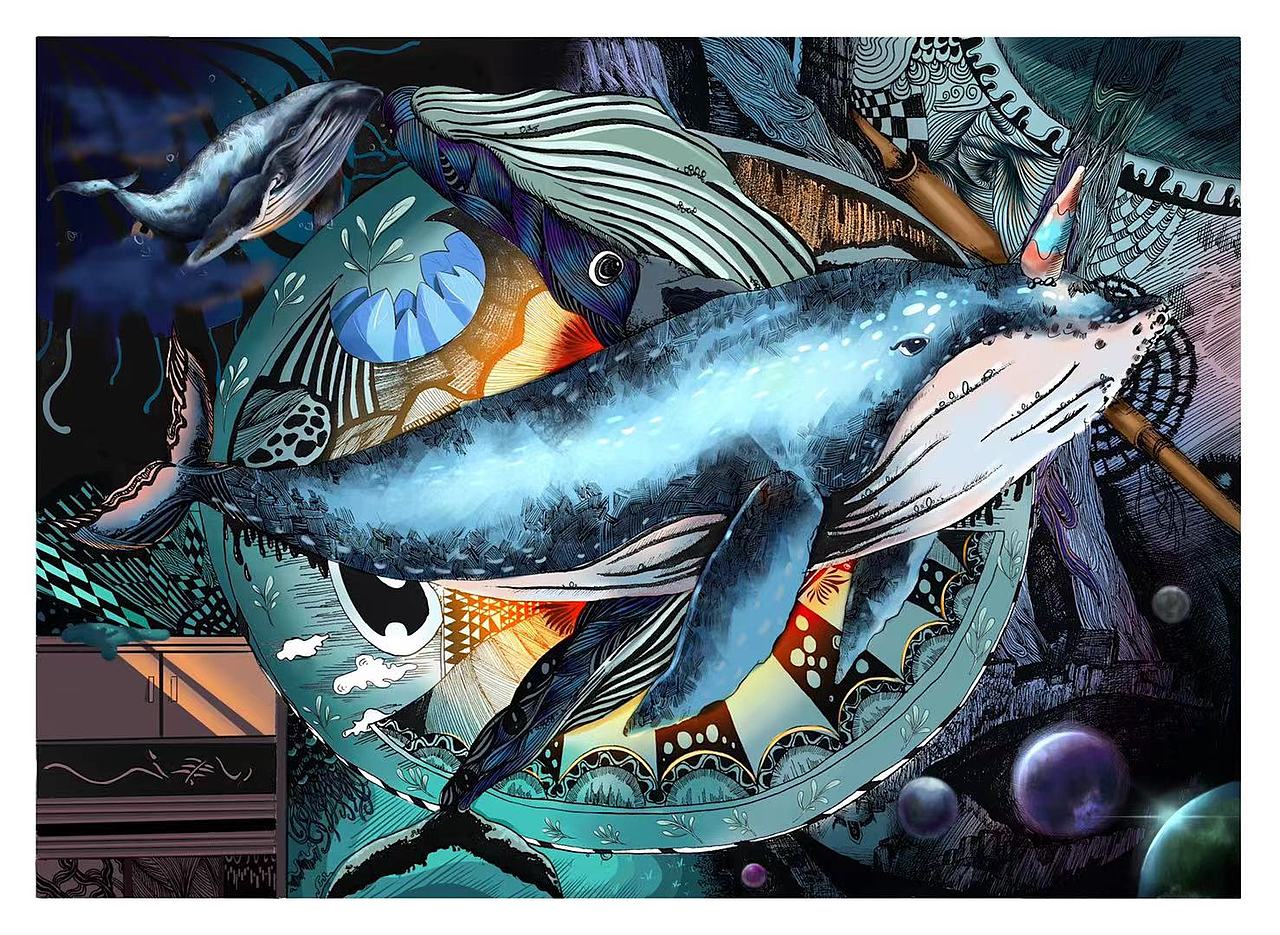 《鲸》（图ZMjU5Mzc5NTUy） - 绘画 - 站酷设计师栩瑞原创素材 - 站酷ZCOOL