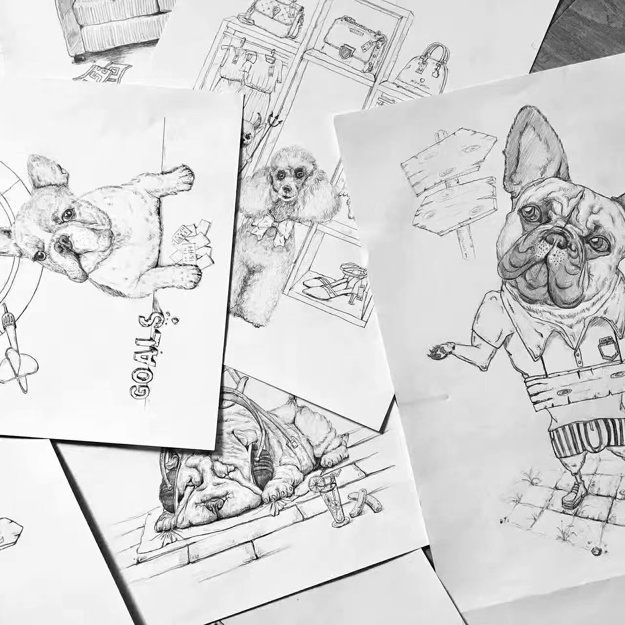 【狗且】丧文化主题插画设计