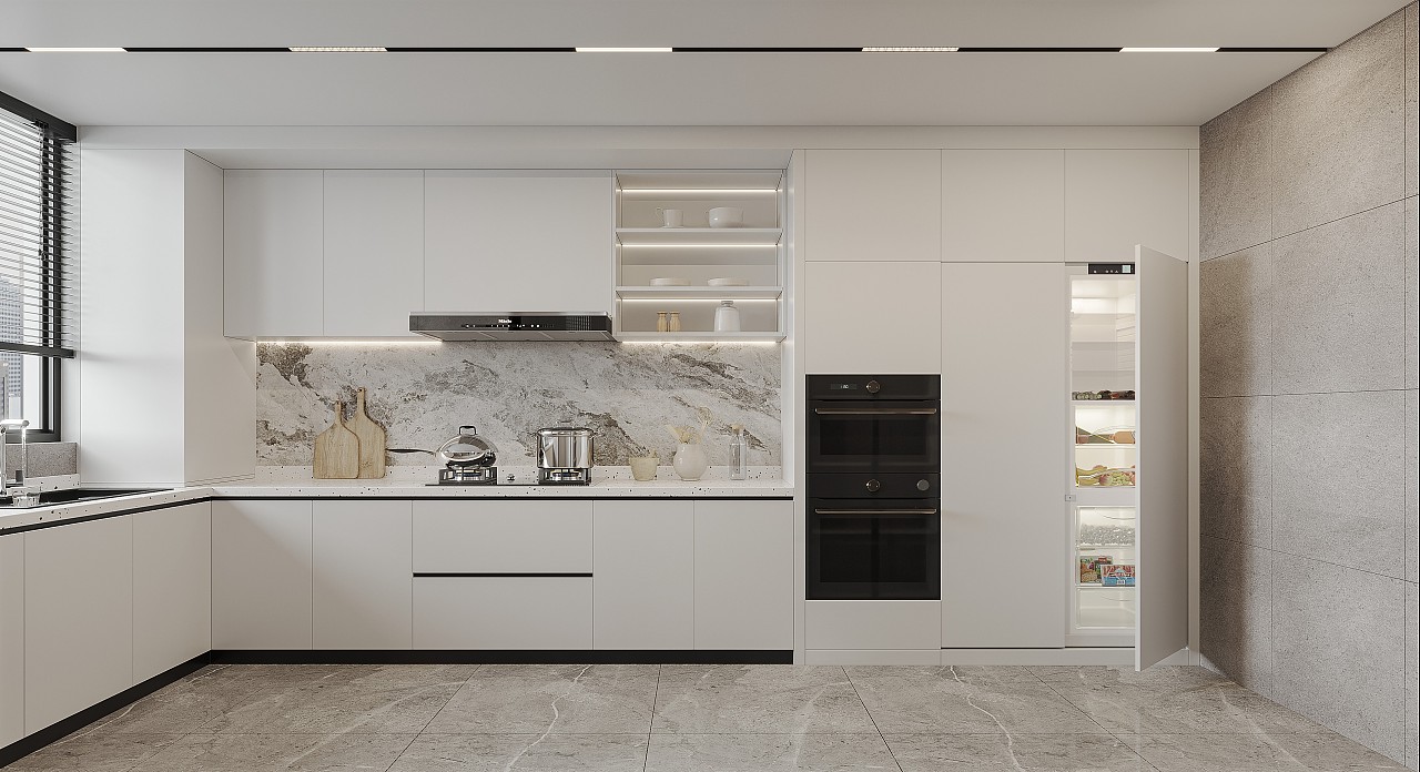 现代厨房设计渲染表现|三维|建筑/空间|vdison - 原创作品 - 站酷