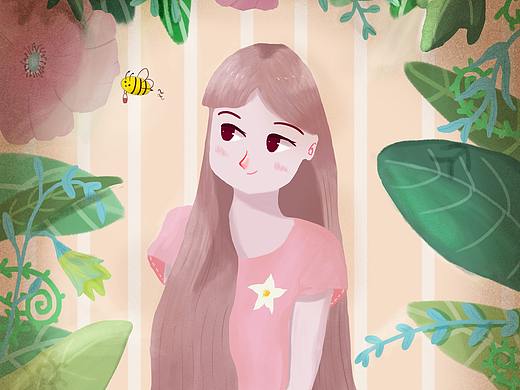 植物環(huán)繞的女孩（個(gè)人主頁-ZNDY5MzQ5MDA=） - 兒童插畫 - 站酷設(shè)計(jì)師熙筱原創(chuàng)素材 - 站酷ZCOOL