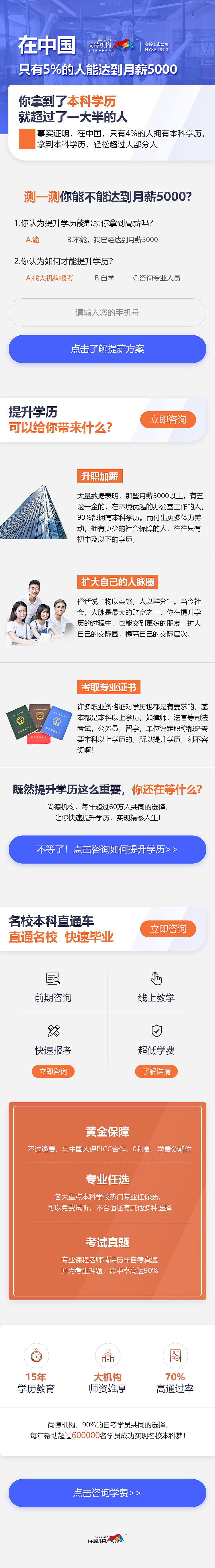 <br><br>在设计这种信息含量大,文案较多的页面;首先考虑怎么突出重点内容,分层次感;结合当下排版趋势,保证整体页面层次感强,主次分明,页面爽朗,层次间的留白具有呼吸感,直击通点,增加用户留存率。<br><br>有些人认为页面很单调,应该做成活动氛围强烈点的页面,而我认为这种文案信息量特别大的页面不太适合做气氛特别欢快的风格,第一,气氛活跃的页面必然少不了各种特效或者插画来烘托,这种的风格容易喧宾夺主,很多用户在第一眼被热闹的页面吸引,没看到解决需求的内容就会直接关闭页面了,必然形成推广成本提高,转化率变低的现象,因此我做了简洁具有空间感的页面。<br><br><br><br><br><br><br><br><br>