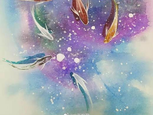 錦鯉二連（個人主頁-ZNTA5NTQwMDQ=） - 繪畫 - 站酷設計師水彩牧歌原創(chuàng)素材 - 站酷ZCOOL