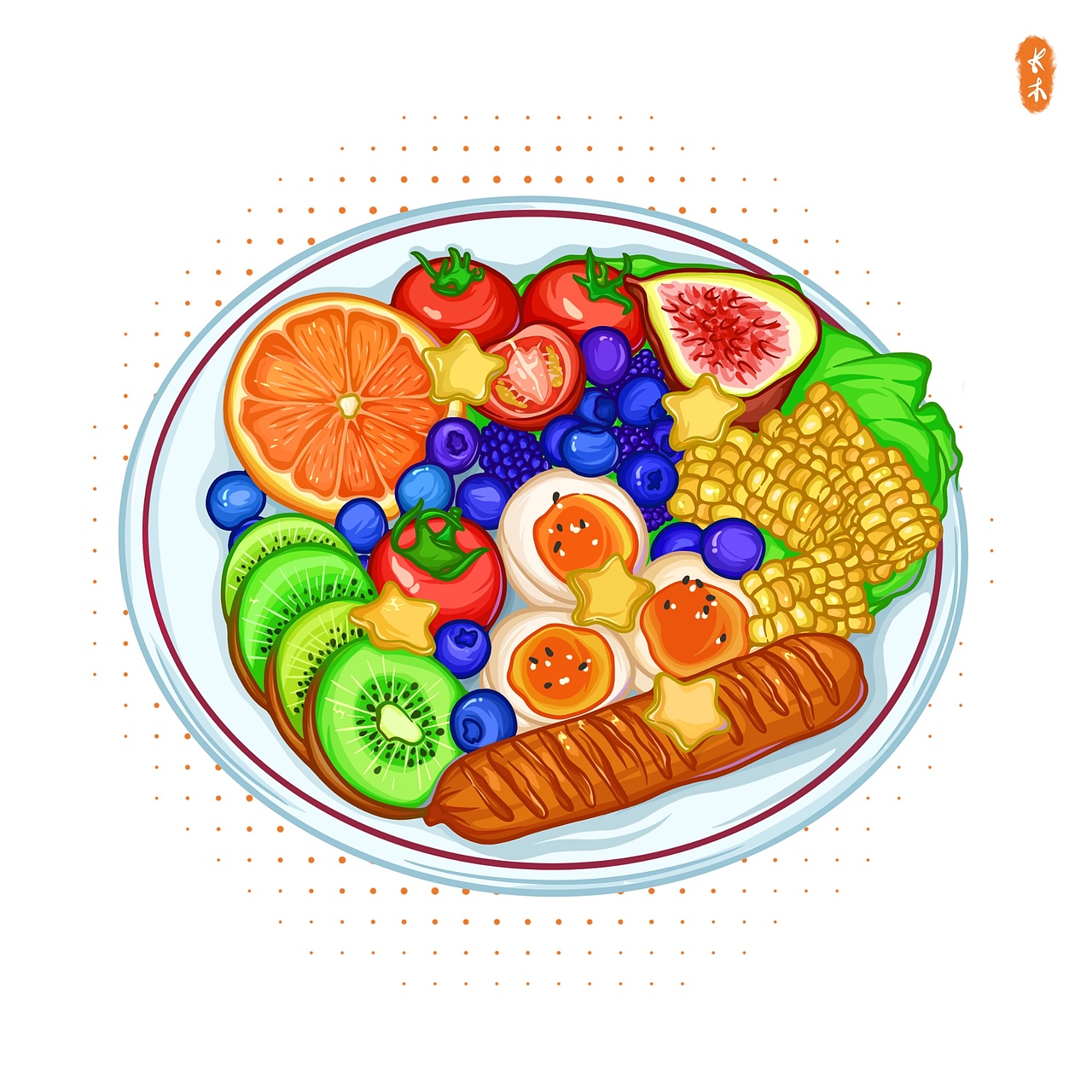 线稿风食物插画（图ZMzc2MDU5MjI4） - 商业插画 - 站酷设计师GraceUX原创素材 - 站酷ZCOOL