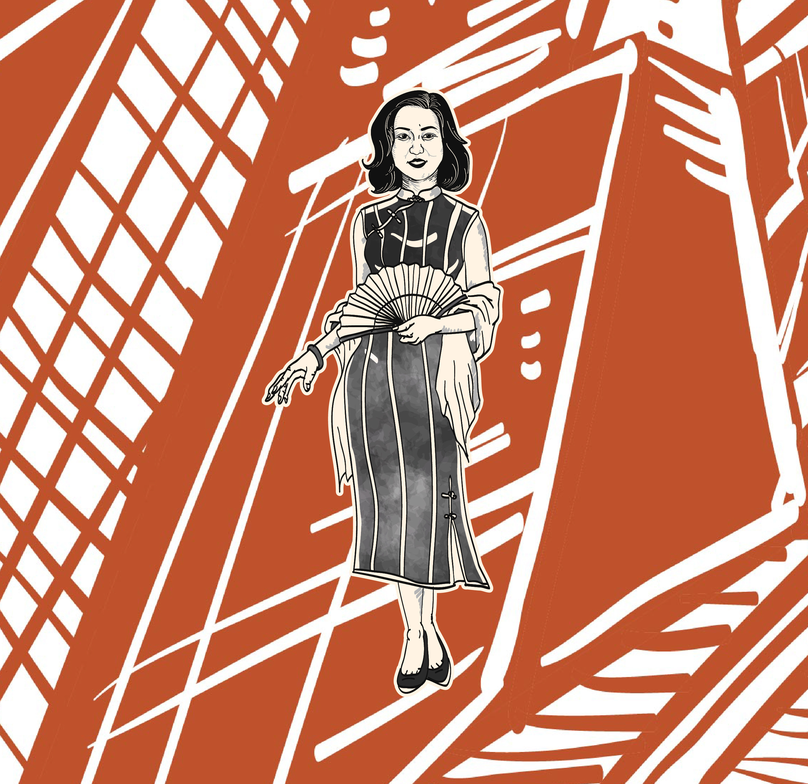 《龙在江湖》民国版画风格墙画