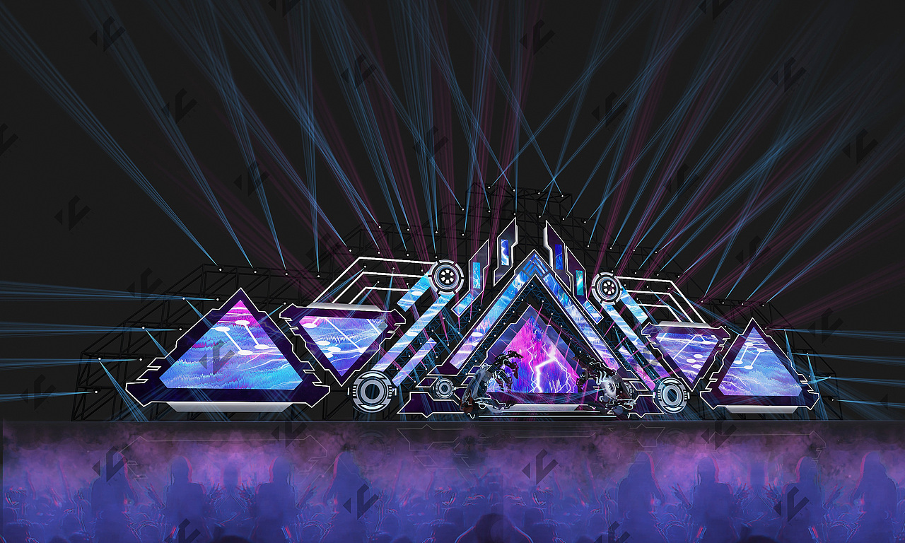 原创作品空间舞台美术舞美灯光设计电音节dj台室内设计 展览展示 舞美