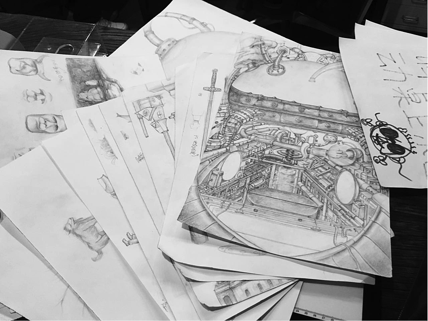 银联蒸汽朋克人物设定及场景原画全套方案手稿