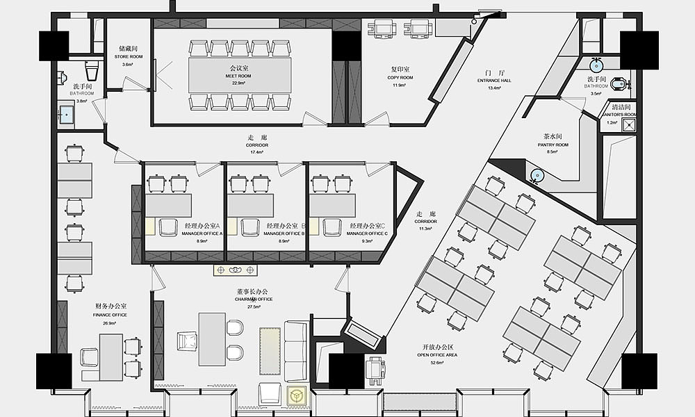 成都办公室设计|路桥公司办公室设计