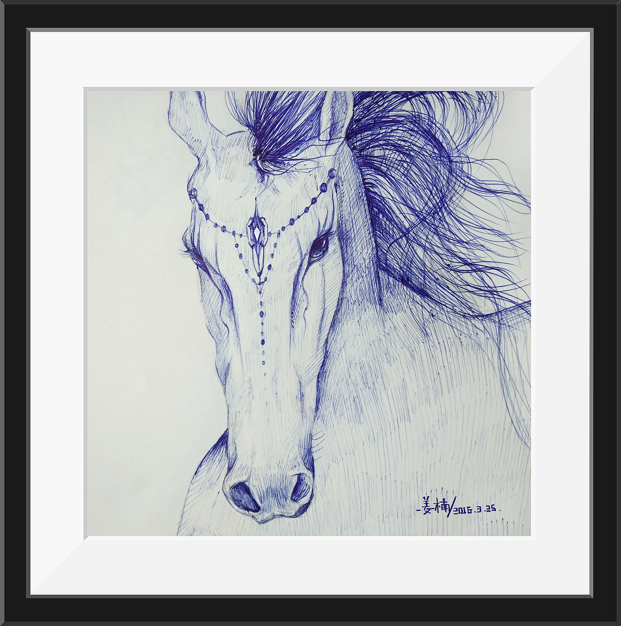 油笔不太好控制，有点草。