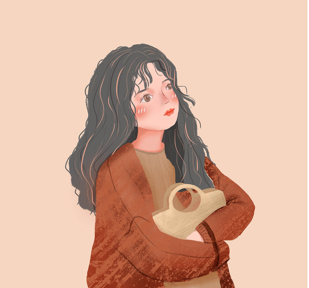 羊毛卷女孩头像
