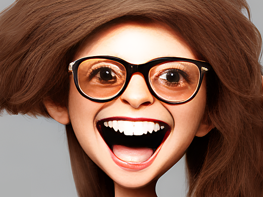 #站酷梦笔#眼镜女孩大笑卡通人头像