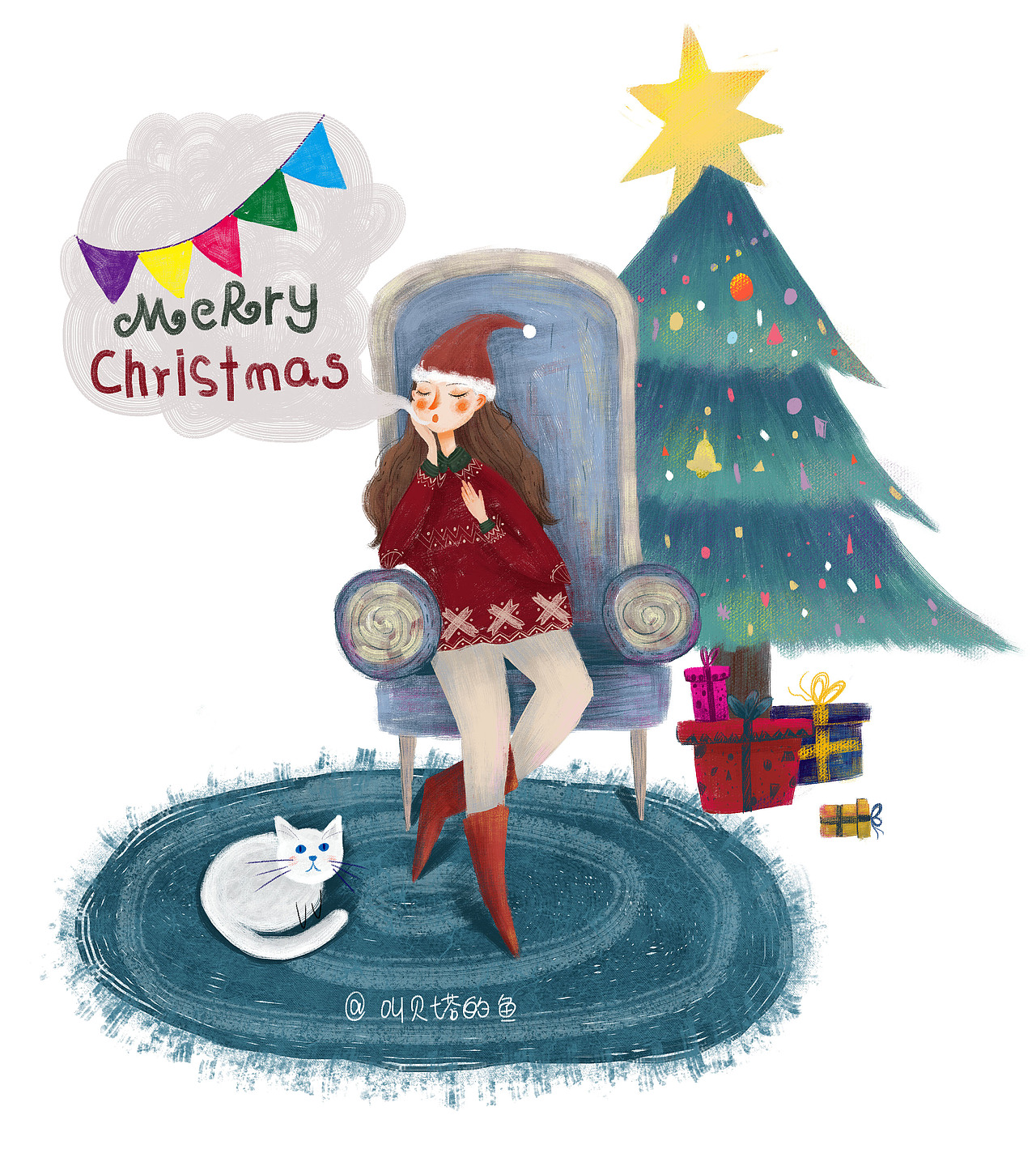 2018的圣诞贺图 期望2019 也要继续加油 多画一些作品~