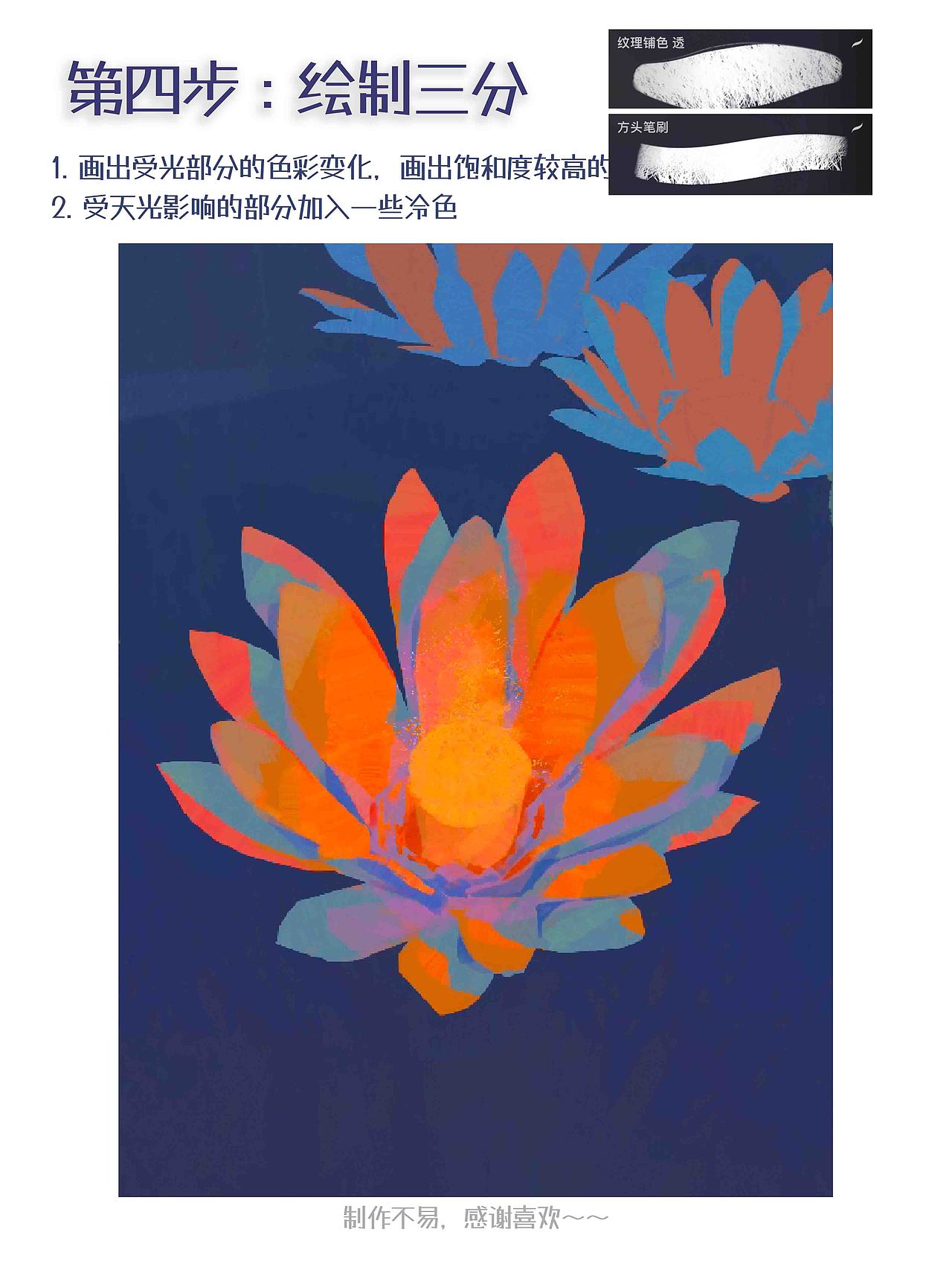 一盏莲花,一份思念。绘画教程,附笔刷