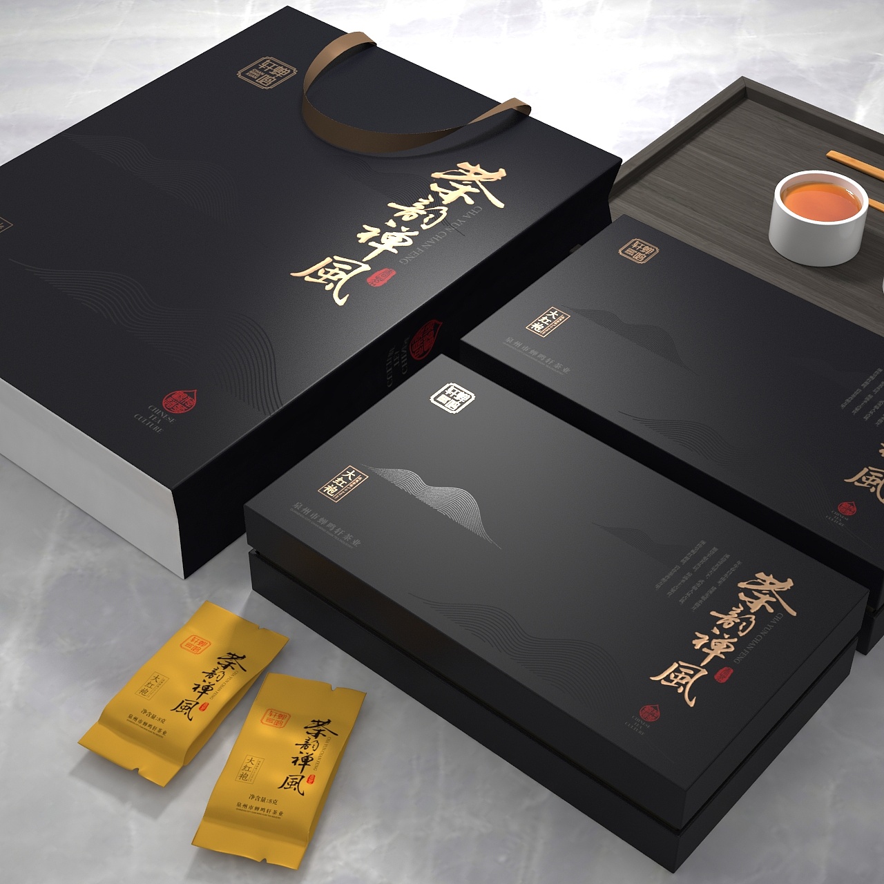 盖碗情茶手绘包装设计-包装盒设计作品|公司-特创易·GO