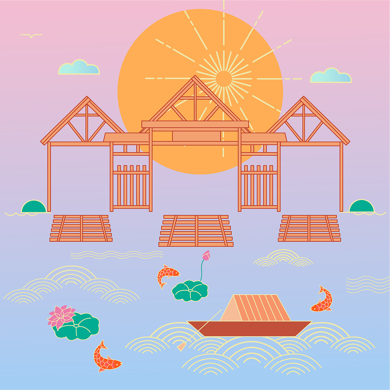 白洋淀插画设计