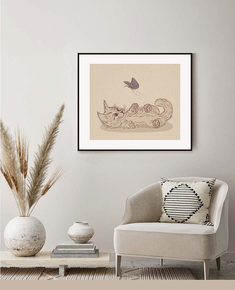 猫咪装饰画线稿