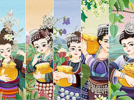 蜂蜜包装插画系列