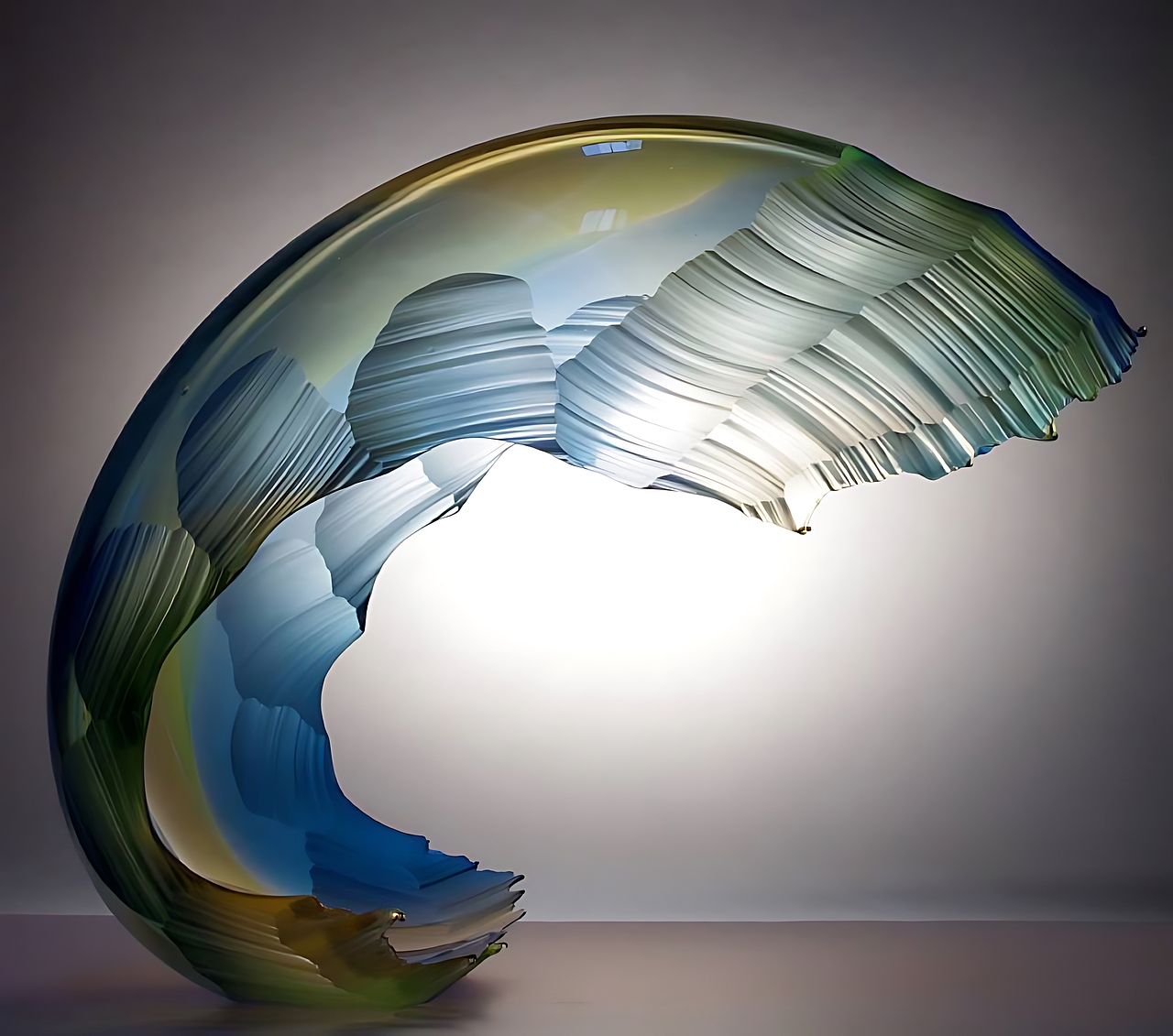 用玻璃凝结海浪回落