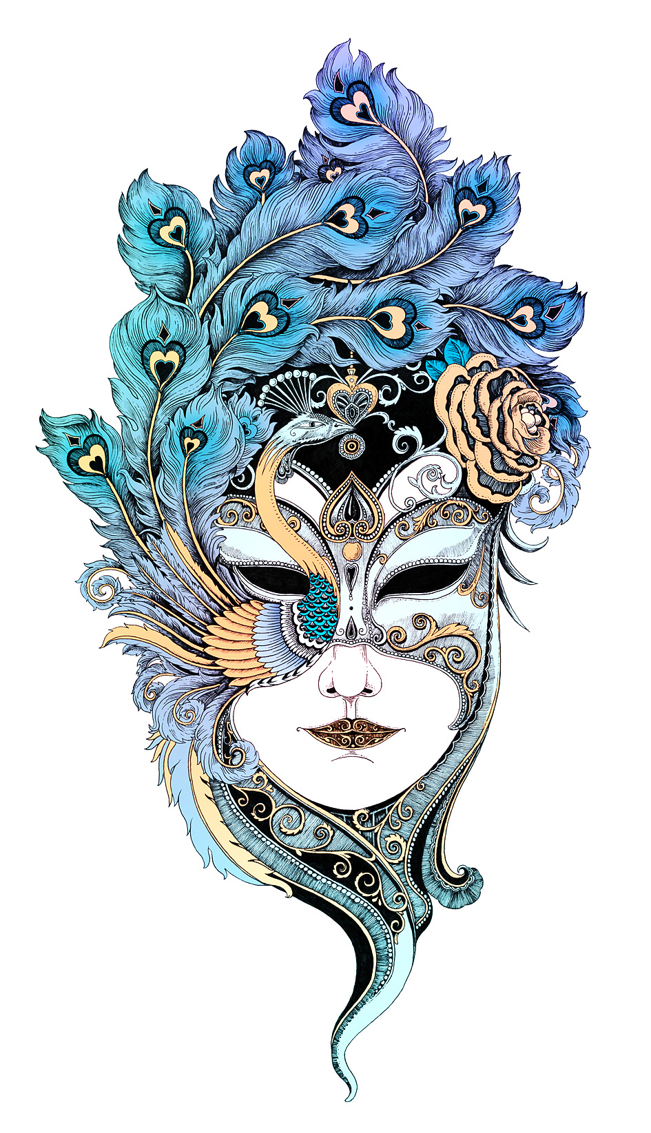 女人面具插画作品