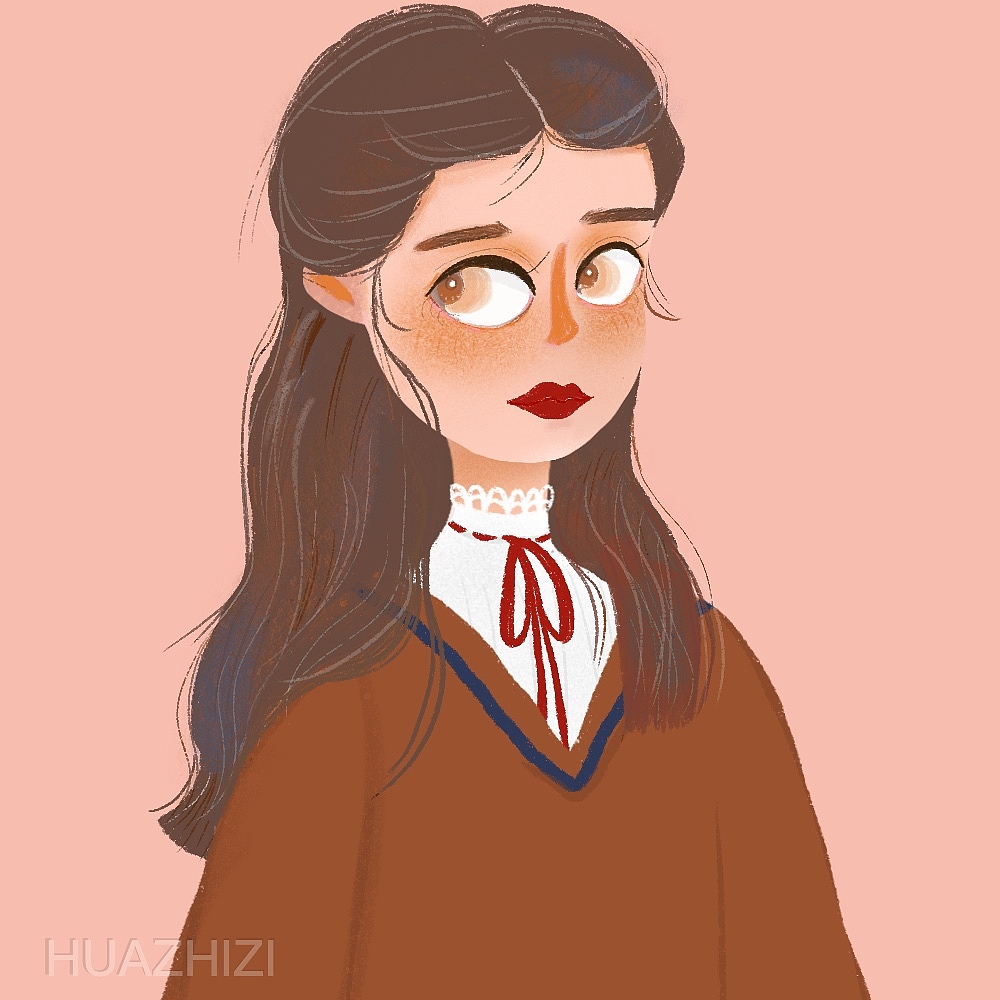 花栀子插画女生头像唯美复古