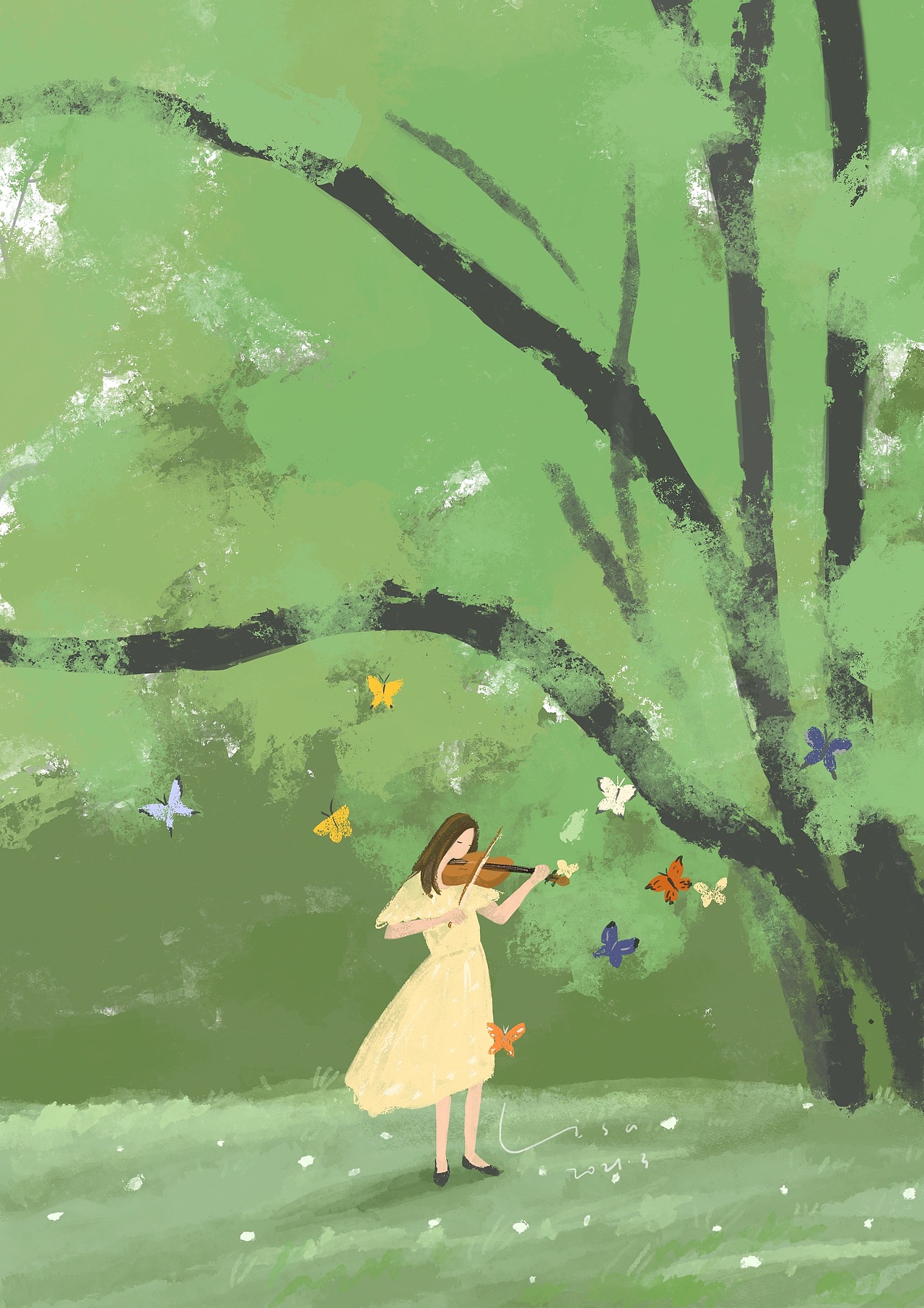 林田插画四月最美的春天