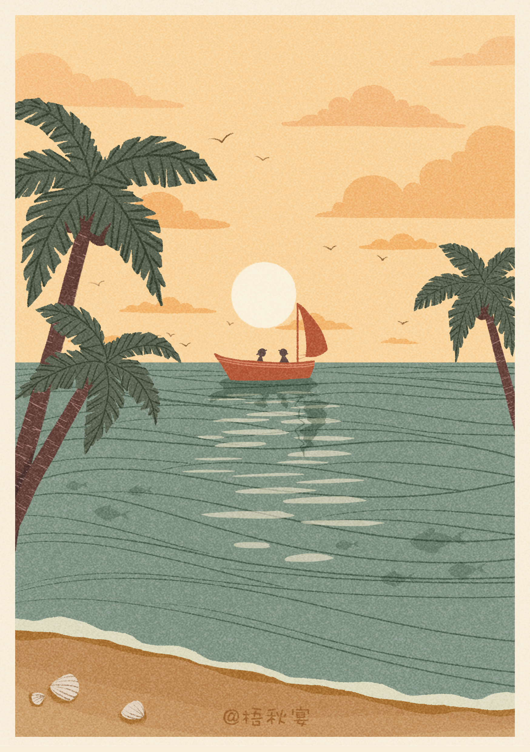 迈阿密海滩插画图片