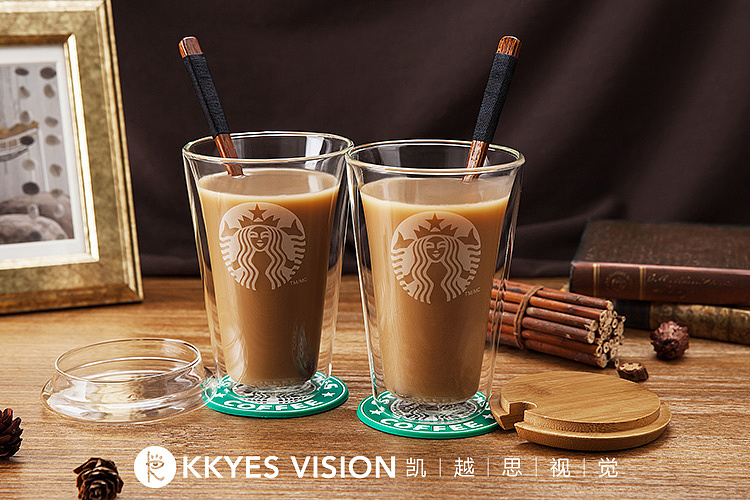 星巴克咖啡杯 双层玻璃杯 水杯 茶杯 杯子 静物拍摄产品图片摄影