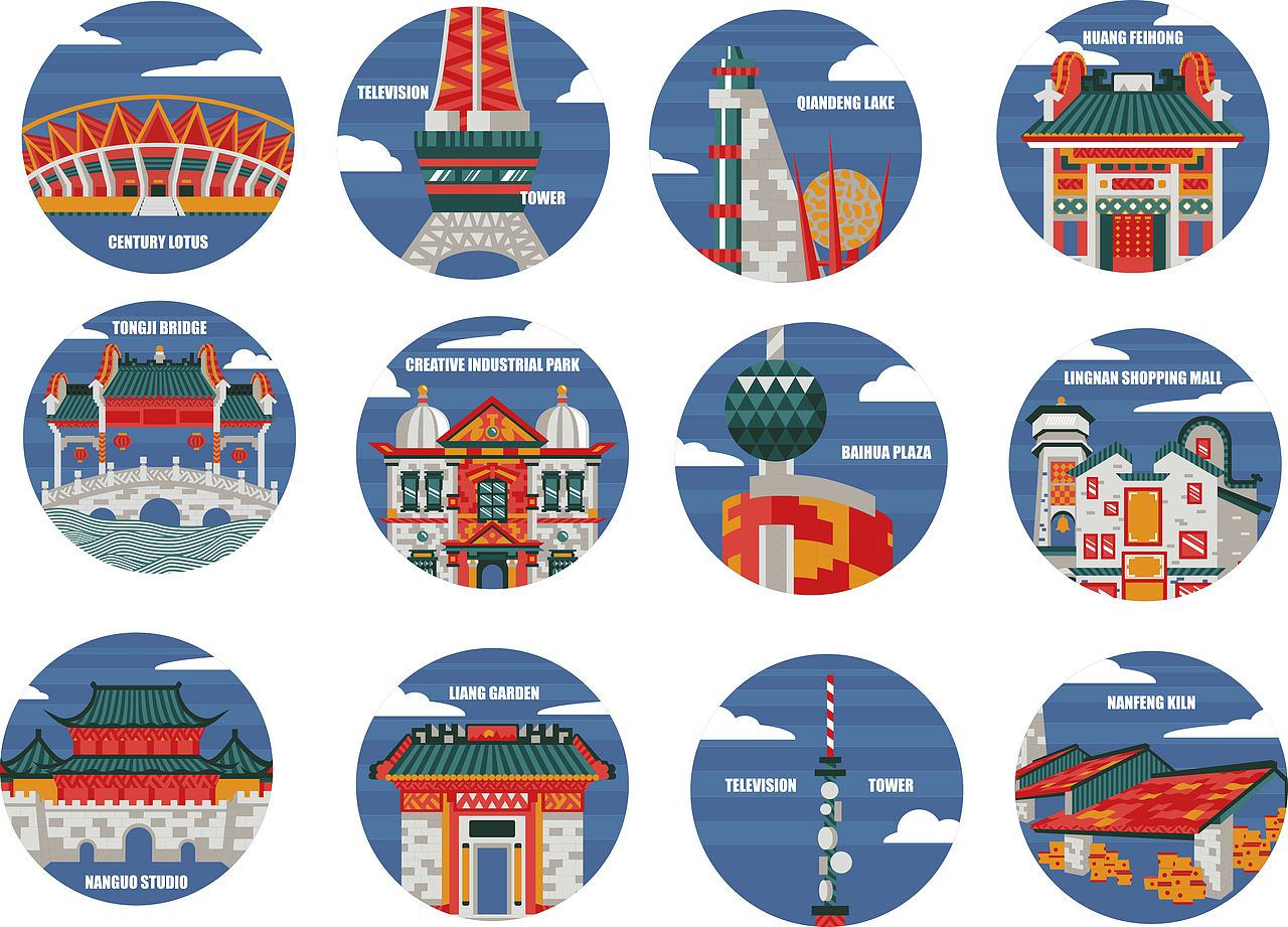 印象佛山——城市形象插画图形设计（图ZMTIxODk1NjY4） - 艺术插画 - 站酷设计师TIHOSIU原创素材 - 站酷ZCOOL