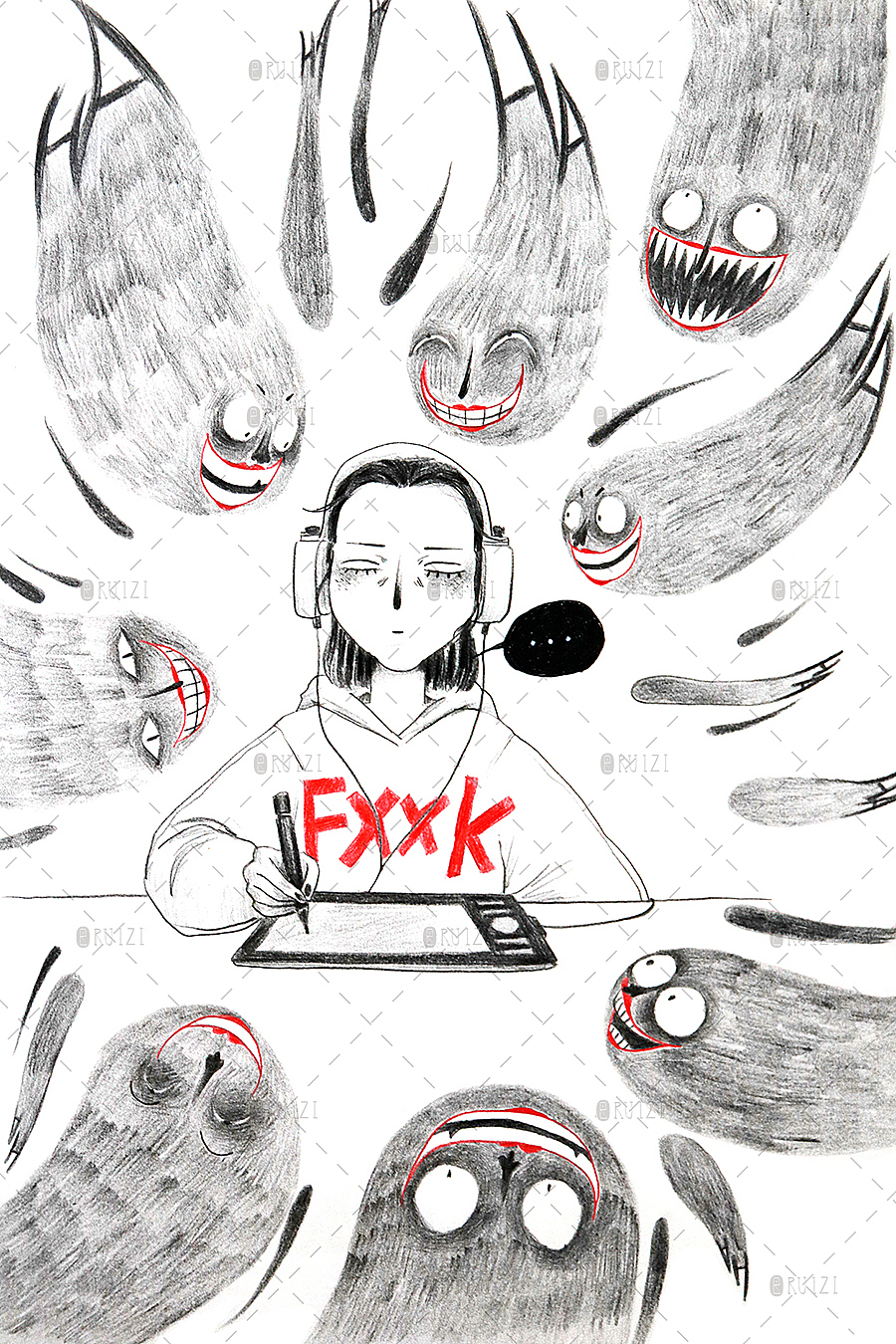 公众场合请勿大声喧哗（图ZMTI4ODk1MTQ0） - 短篇/格漫 - 站酷设计师芮籽RICHCH原创素材 - 站酷ZCOOL