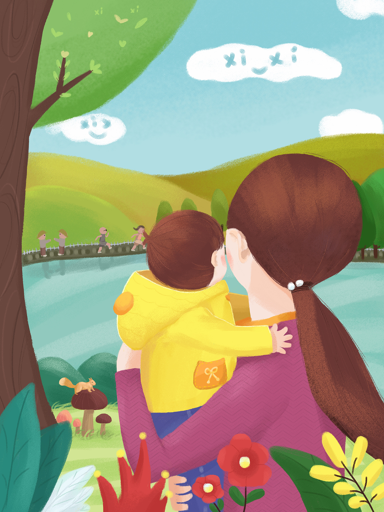 母爱,宝宝一岁|插画|创作习作|粒粒花呀 - 原创作品 - 站酷 (zcool)