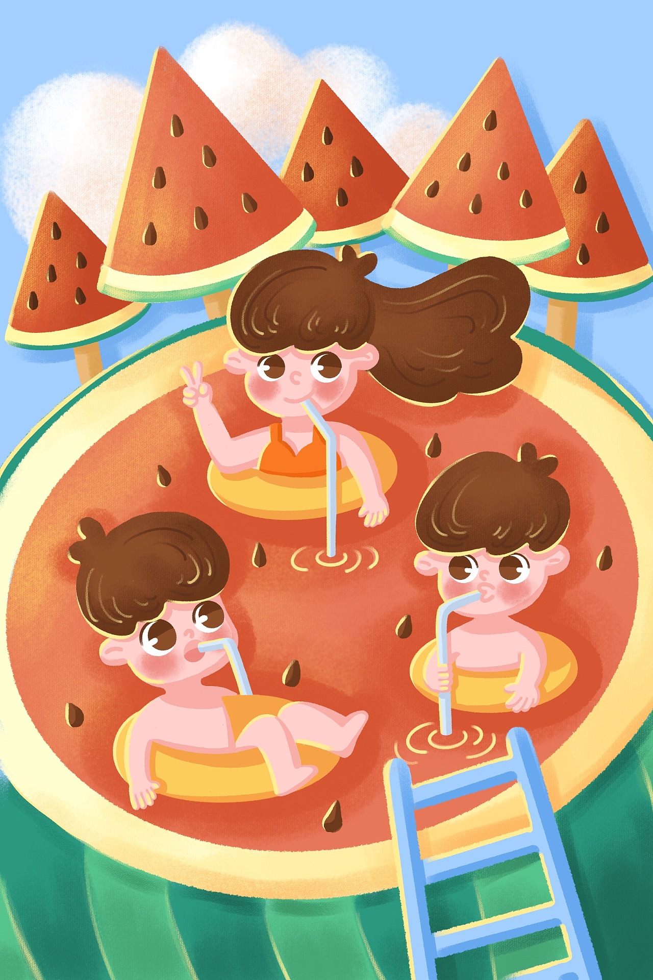 我们的奇妙暑假生活~|插画|儿童插画|瓶子0130 - 原创作品 - 站酷