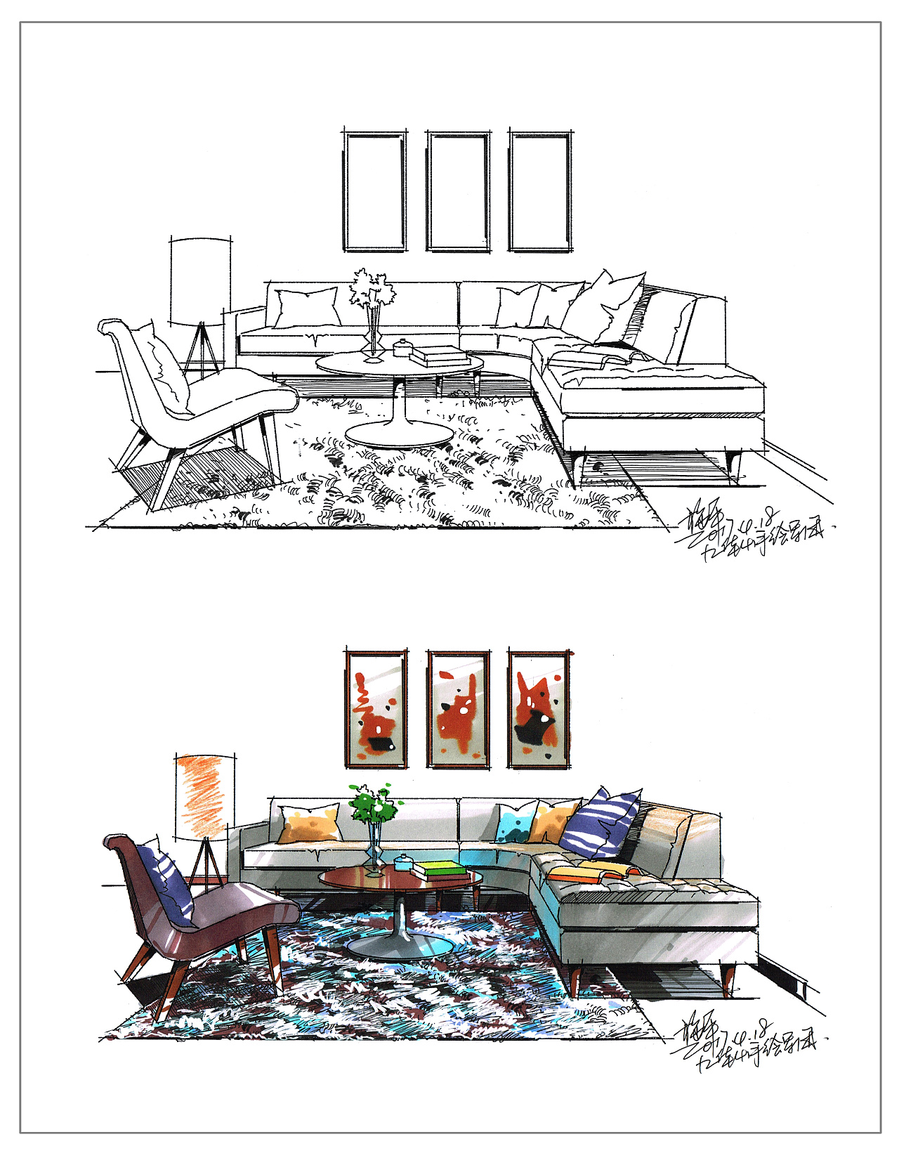室内手绘效果图|空间|家装设计|語MOW - 原创作品 - 站酷 (ZCOOL)