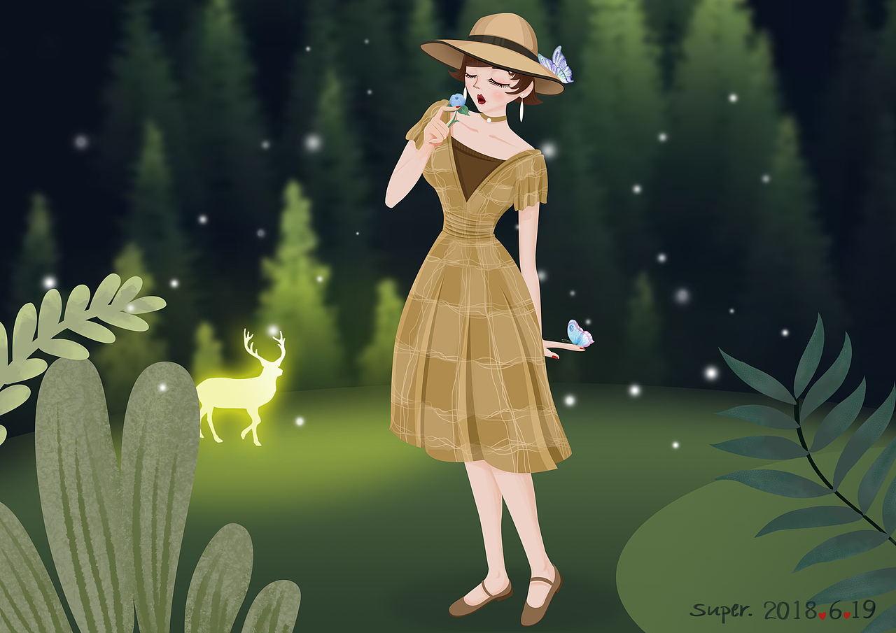 森林女孩（图ZMTE4NjE0ODY0） - 商业插画 - 站酷设计师MINICHEN77原创素材 - 站酷ZCOOL