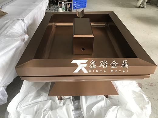 304不锈钢方形水钵 拉丝玫瑰金不锈钢水钵造型风格雕塑