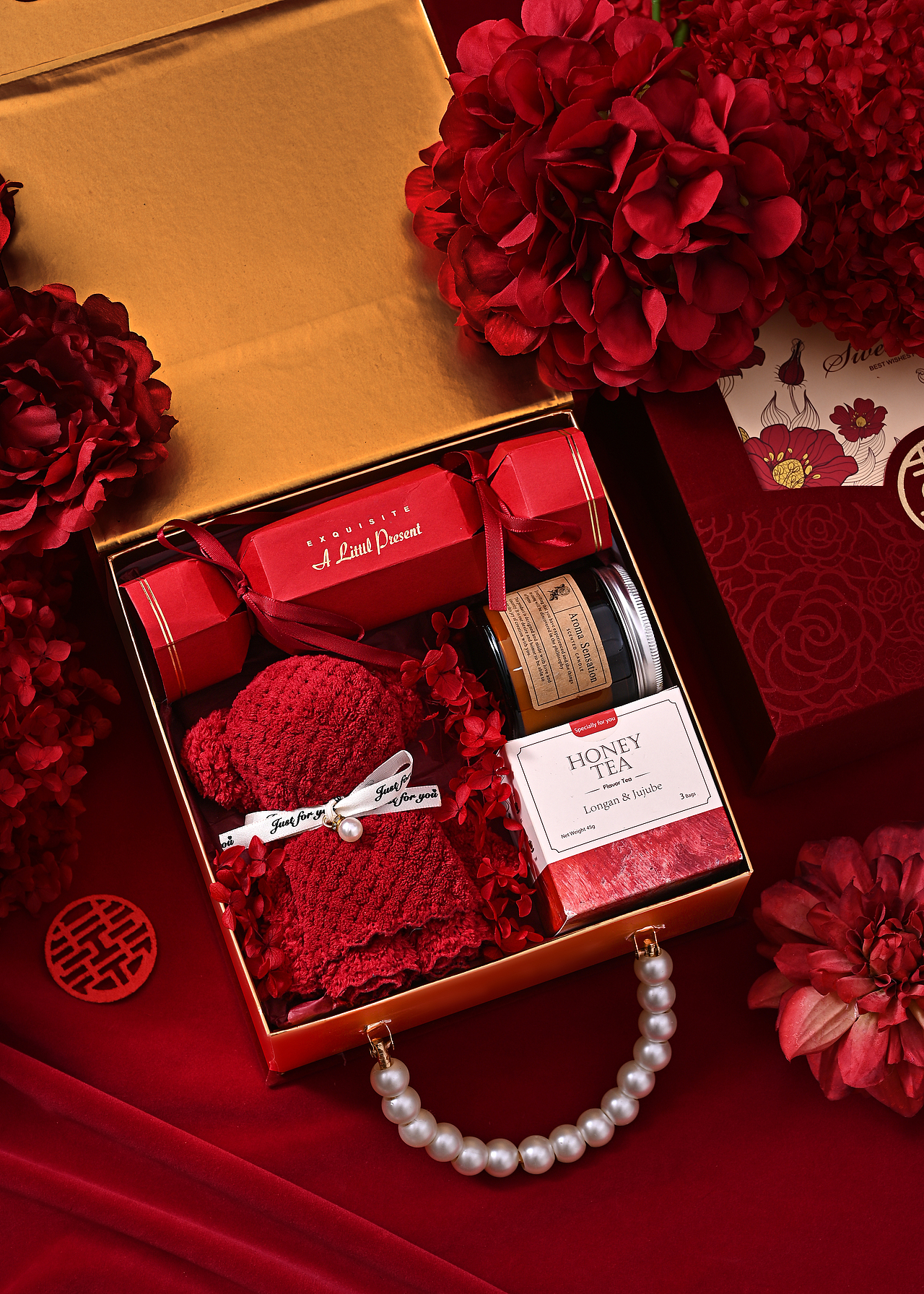 红色化妆盒伴手礼 静物拍摄