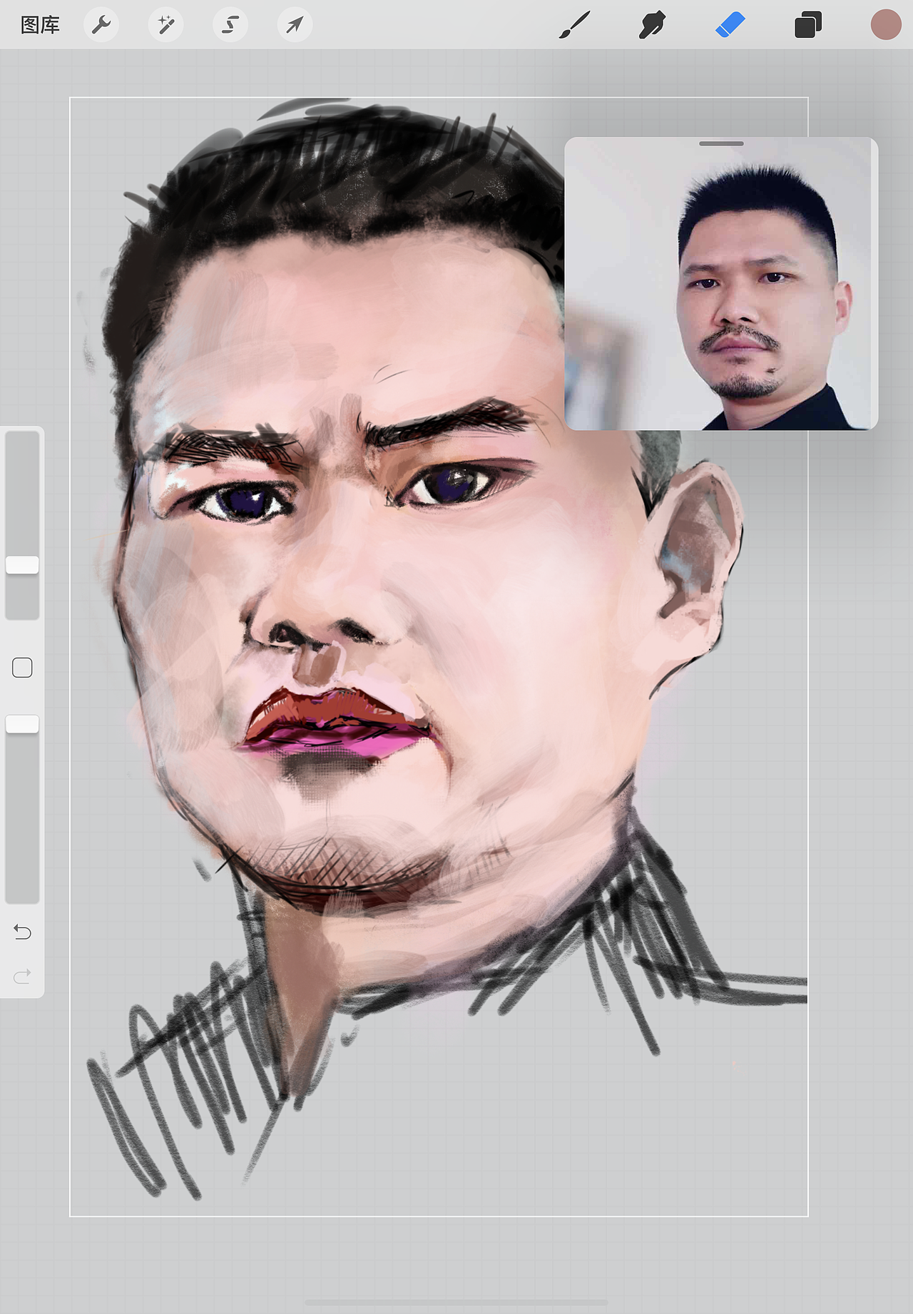 自画像厚叠画法-作画过程(效义凡子)