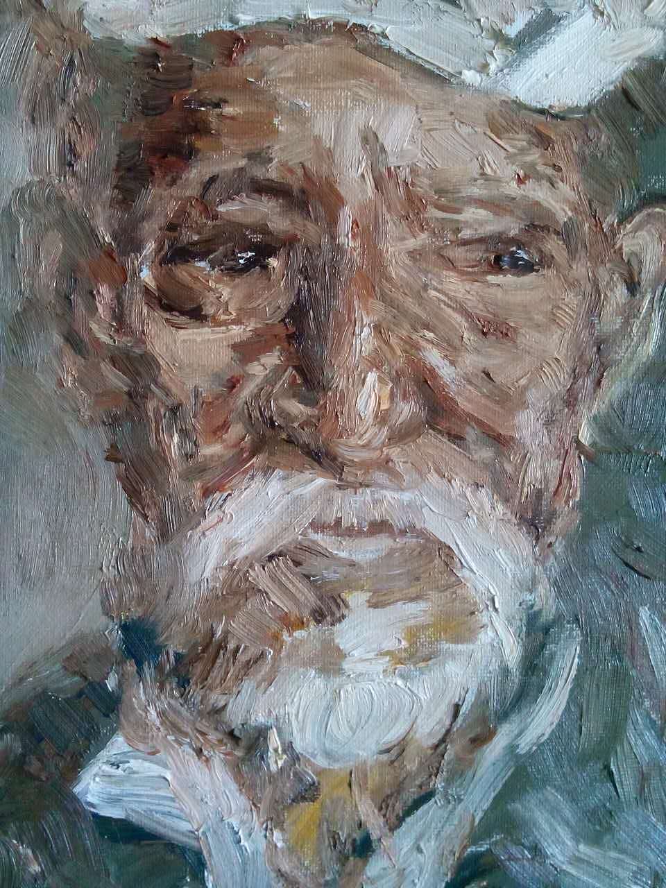 油画《老人》作者:果酱女王-俞果
