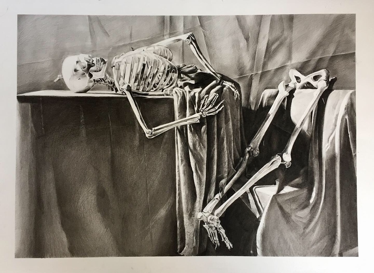 人体骨骼(胆小慎入)|纯艺术|绘画|努力画画的星子