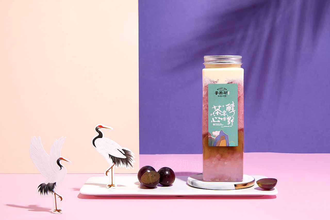 国潮风 饮品 奶茶平面 寻茶研