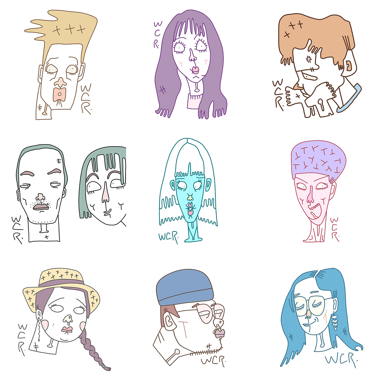 FaceDoodle/怪相涂鸦/丑叔WCR（图ZMTk3ODkxMjE2） - 新锐潮流插画 - 站酷设计师王晨睿原创素材 - 站酷ZCOOL