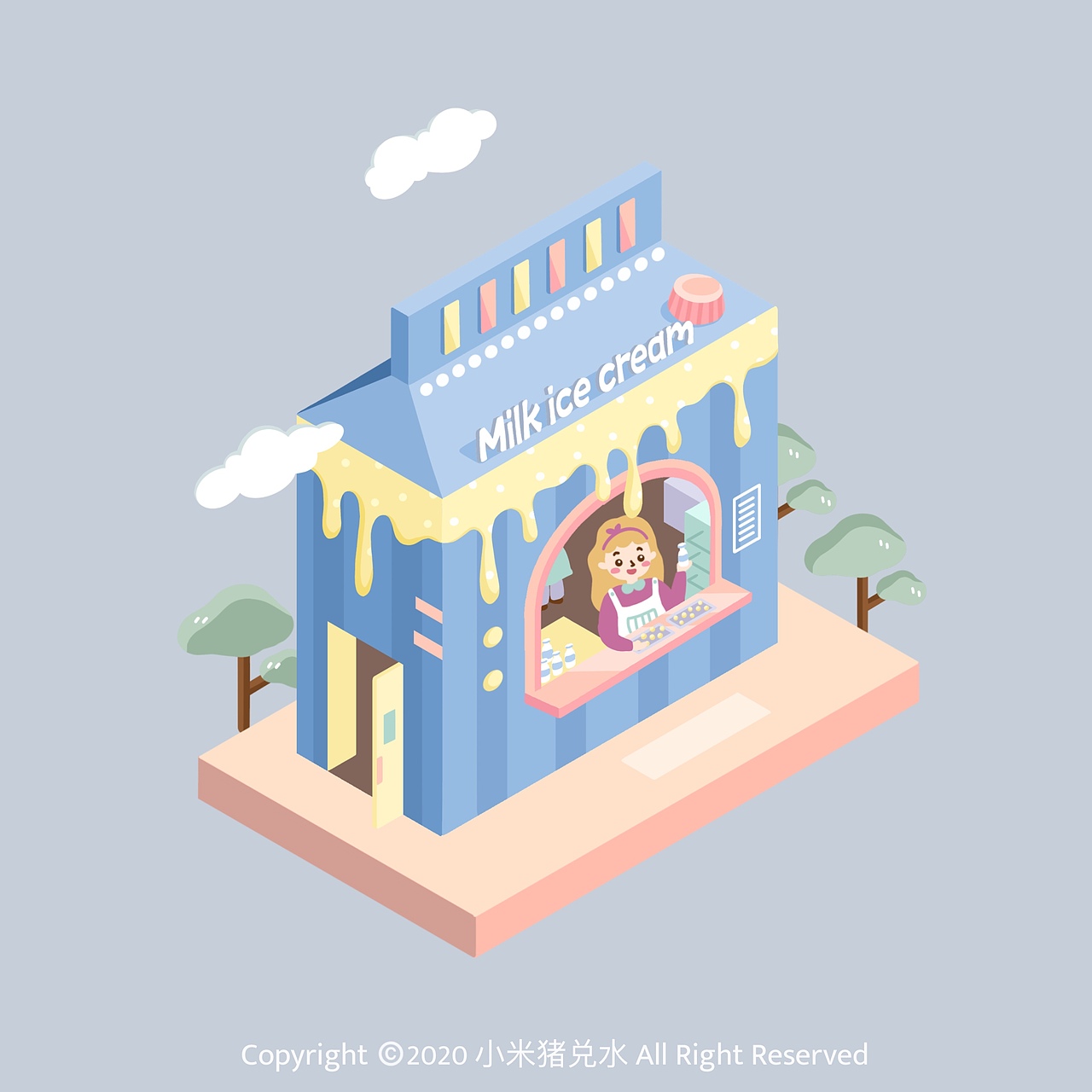 2.5D小街道（图ZMTk2MzQxMzc2） - 商业插画 - 站酷设计师小米猪兑水原创素材 - 站酷ZCOOL