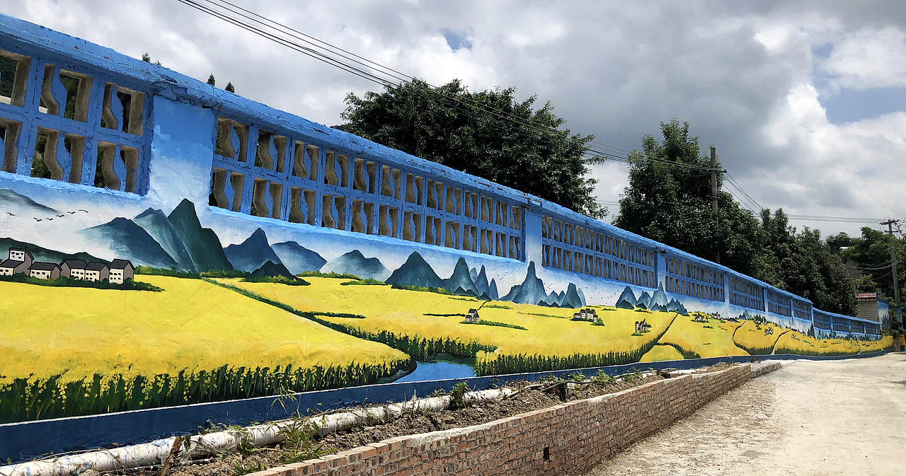 助力乡村振兴,环境美化手绘宣传墙绘.乡村振兴墙绘