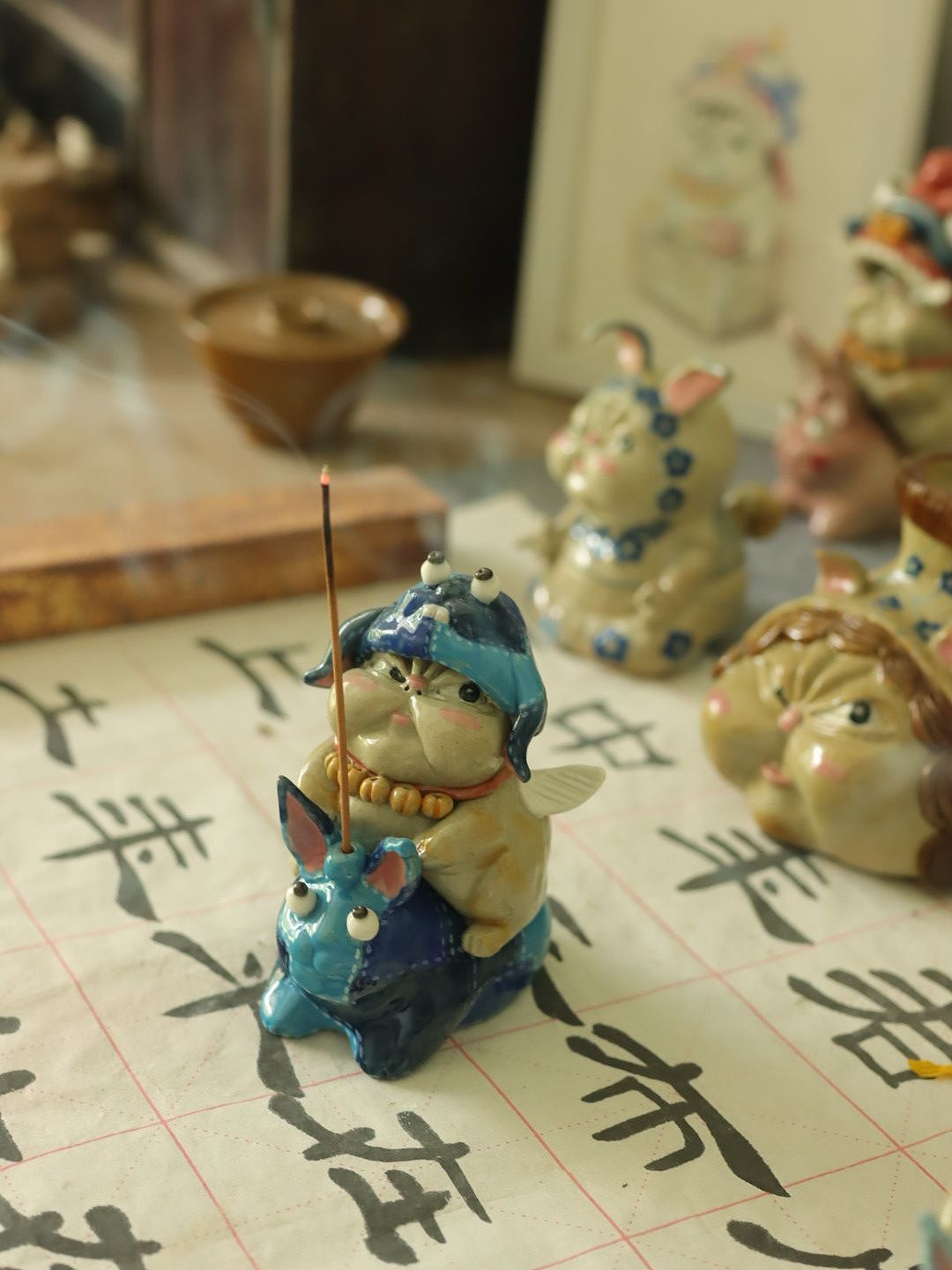 陶瓷补丁猫猫兔 香插原创