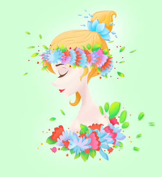 鲜花与少女临摹（图ZMjc3NjIyNDQ=） - 创作习作 - 站酷设计师丸子再小也是肉原创素材 - 站酷ZCOOL
