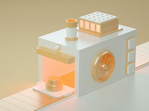 C4D:蛋糕机 3D建模渲染