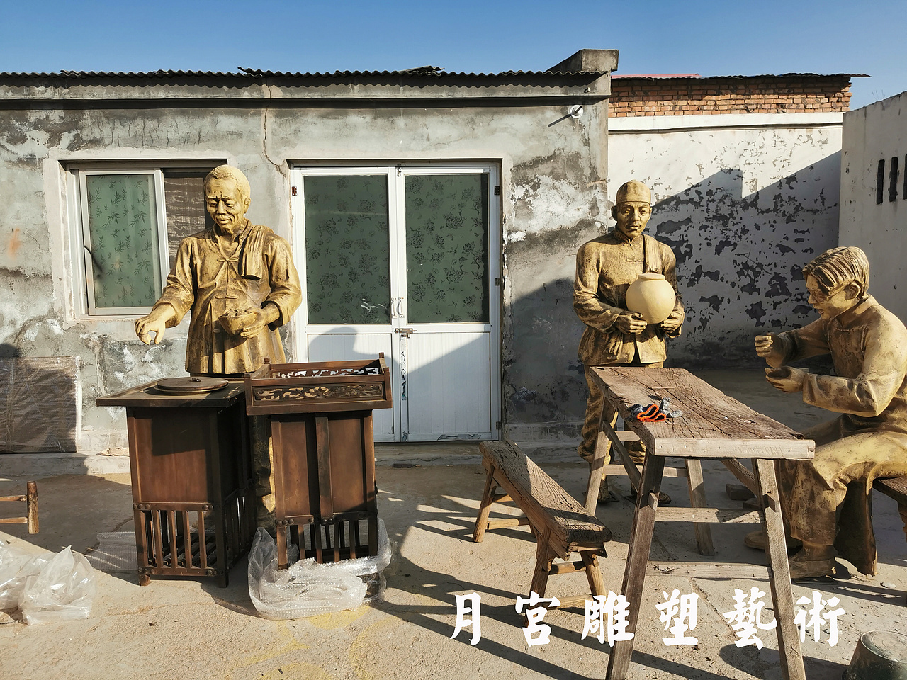 怀旧场景雕塑  民俗雕塑 玻璃钢雕塑 复古怀旧人物雕塑 郑州雕塑厂家